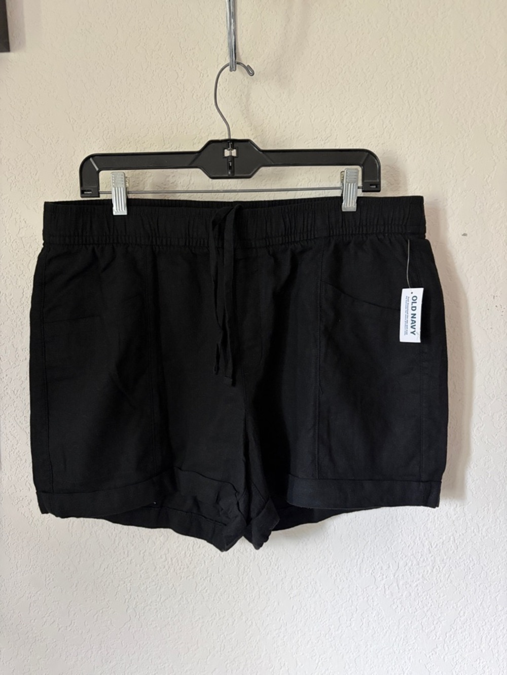 Old Navy Black Drawstring Linen-Blend Casual Shorts